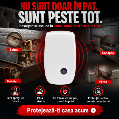 BedGuard™ – Dispozitiv Ultrasonic Anti-Ploșnițe pentru Dormitor și Locuință