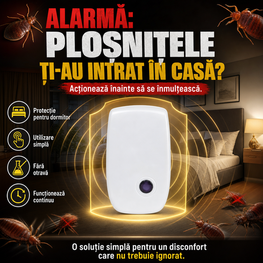 BedGuard™ – Dispozitiv Ultrasonic Anti-Ploșnițe pentru Dormitor și Locuință