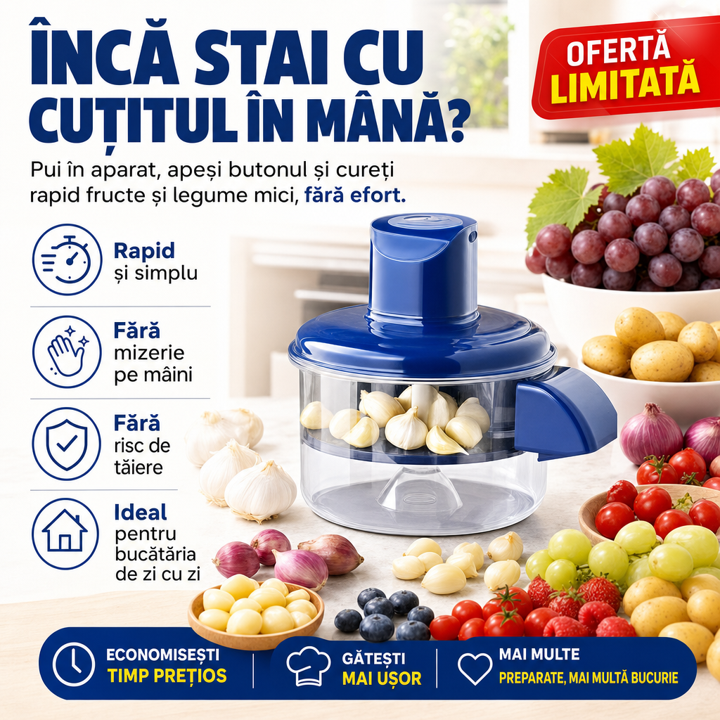 PeelPro™ – Aparat Automat de Decojit pentru Usturoi, Fructe și Legume Mici