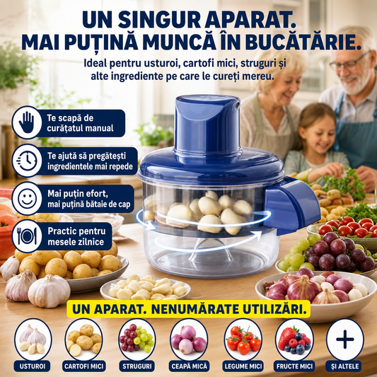 PeelPro™ – Aparat Automat de Decojit pentru Usturoi, Fructe și Legume Mici
