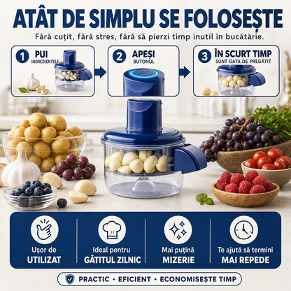 PeelPro™ – Aparat Automat de Decojit pentru Usturoi, Fructe și Legume Mici