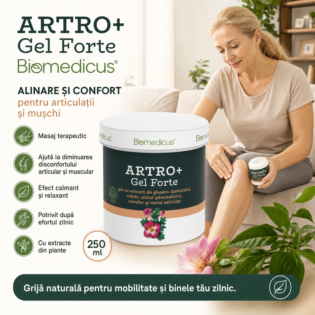 Artro+ Gel Forte™ – Gel pentru Masaj, Relaxare Musculară și Confort Articular, 250 ml