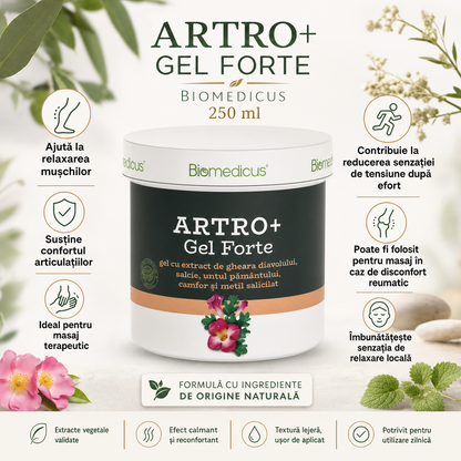 Artro+ Gel Forte™ – Gel pentru Masaj, Relaxare Musculară și Confort Articular, 250 ml