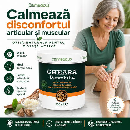 Gheara Diavolului Gel Forte™ – Gel pentru Masaj, Articulații și Mușchi, cu Untul Pământului și Salcie, 250 ml