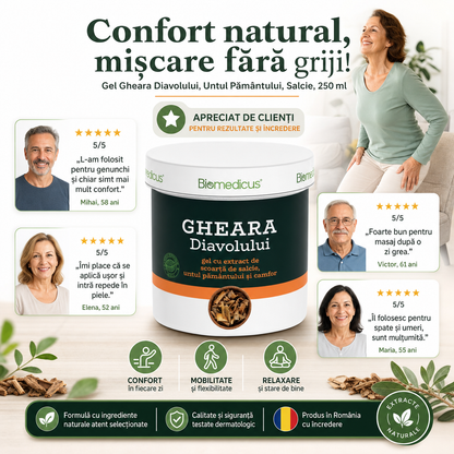 Gheara Diavolului Gel Forte™ – Gel pentru Masaj, Articulații și Mușchi, cu Untul Pământului și Salcie, 250 ml