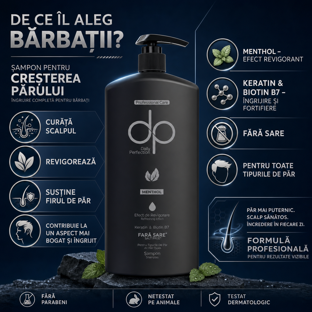 GrowMen™ – Șampon Fortifiant pentru Bărbați, cu Biotină și Keratină