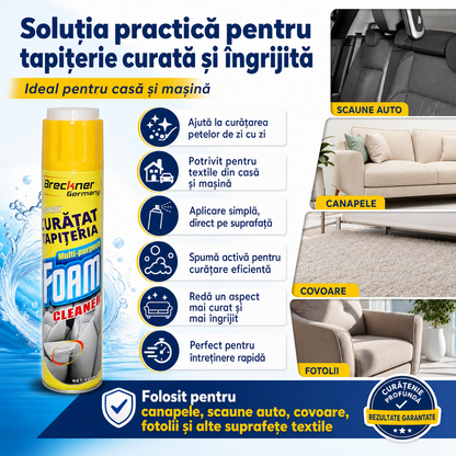 Spumă Activă pentru Curățarea Tapițeriei – Canapele, Scaune Auto, Covoare și Textile