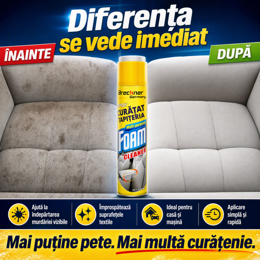 Spumă Activă pentru Curățarea Tapițeriei – Canapele, Scaune Auto, Covoare și Textile