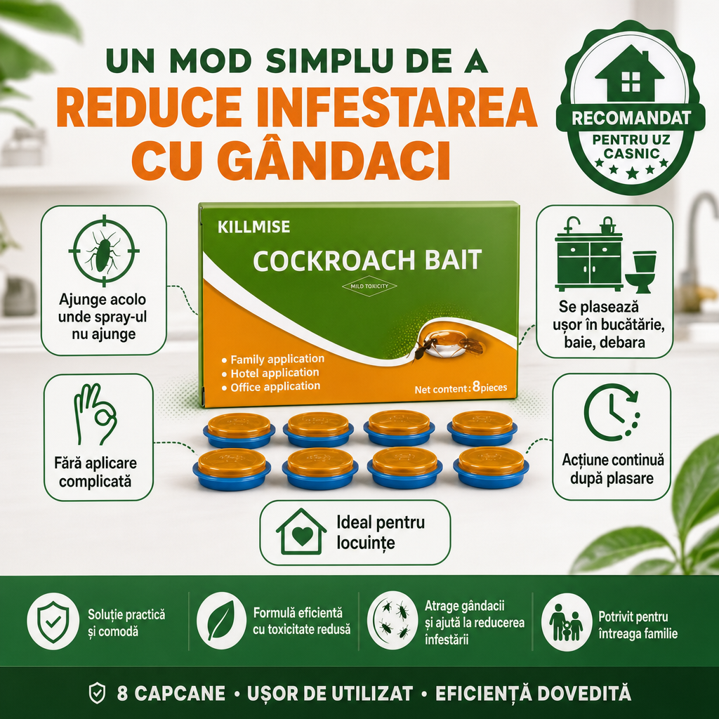 Capcane Anti-Gândaci cu Momeală – Set 8 Bucăți pentru Bucătărie, Baie și Casă
