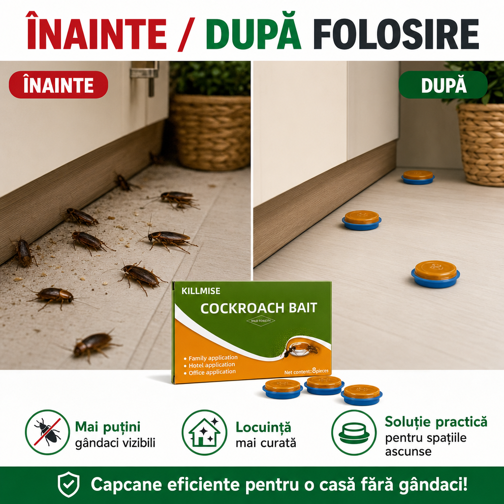 Capcane Anti-Gândaci cu Momeală – Set 8 Bucăți pentru Bucătărie, Baie și Casă